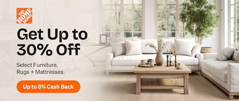 Home Depot: Get Up to 30% Off Select Furniture, Rugs + Mattresses. Up to 8% Cash Back
