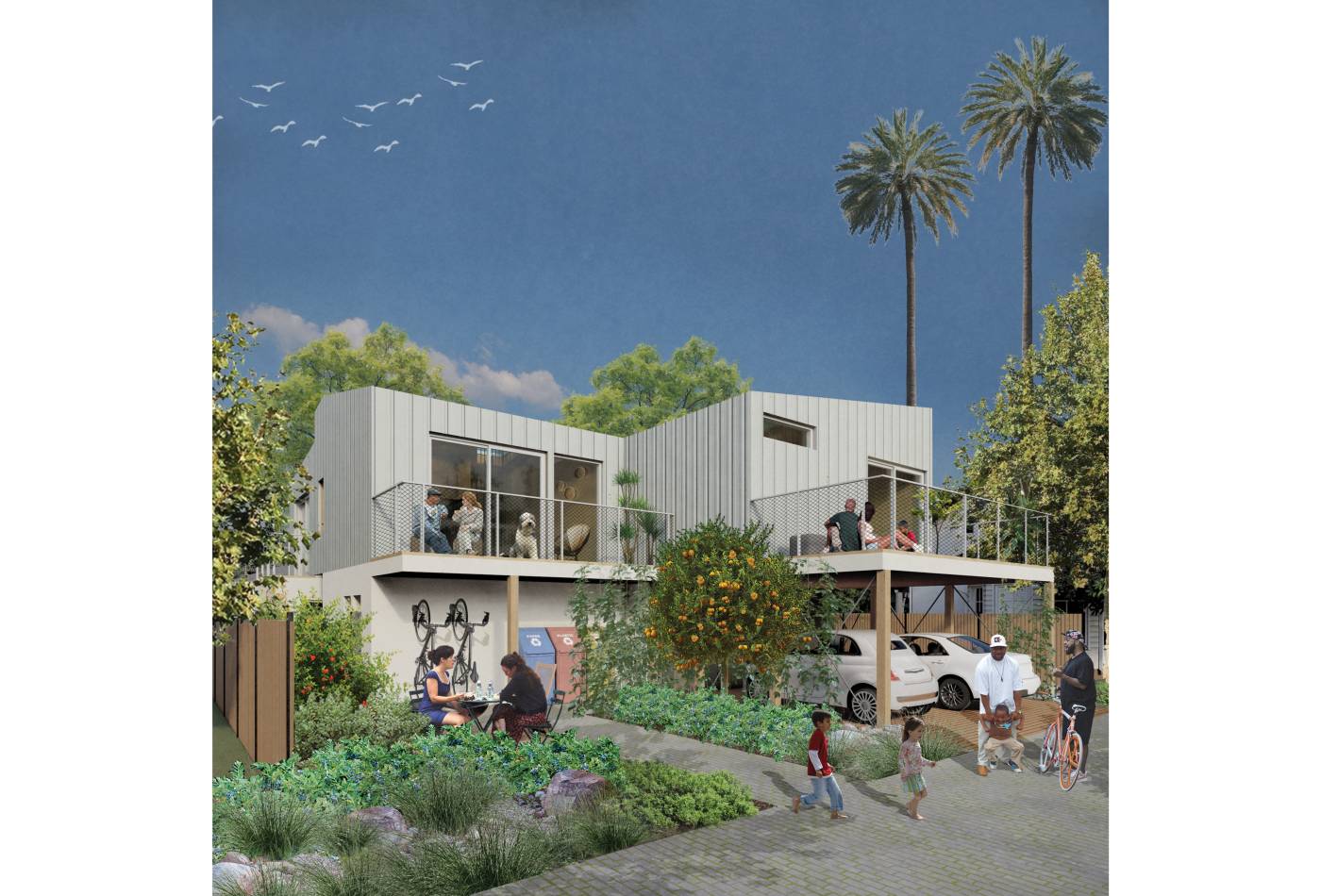 Omgivning and Studio MLA teamed up to win second place in the Subdivision category of the Low-Rise design competition. 

This design challenge was organized by the Office of Los Angeles Mayor Eric Garcetti and the Chief Design Officer for the City of Los Angeles, Christopher Hawthorne. It received a total of 380 submissions from around the world, responding to a brief with four categories: Corners, Fourplex (1st Place, Omgivning), (Re)Distribution, and Subdivision (2nd Place, Omgivning).

Details on the categories, as well as the community-engagement listening sessions that were required viewing for all entrants, can be found at [www.lowrise.la](https://www.lowrise.la).
