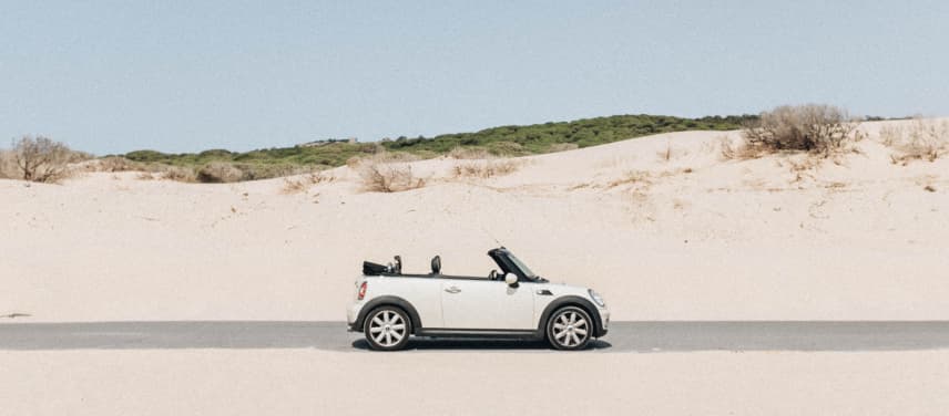 Mini cooper on the beach