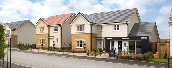 A street of large detached new-build houses built by Bellway in North Lanarkshire