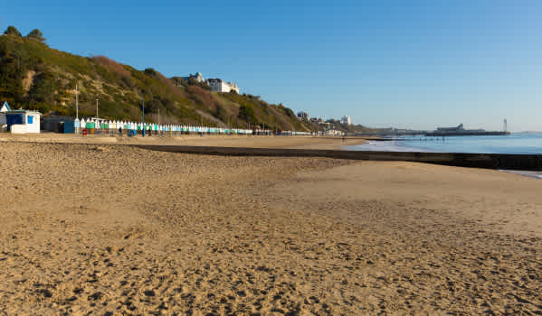 Bournemouth's sandy beach towards the pier