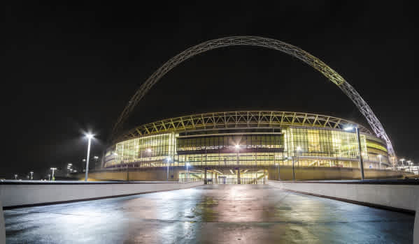 Wembley Stadium at night