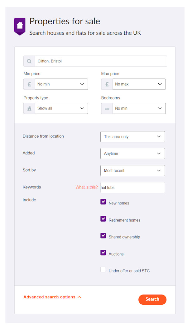 Advanced search tool - hot tubs