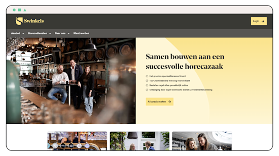 Case image of the new website for Swinkels Zakelijk