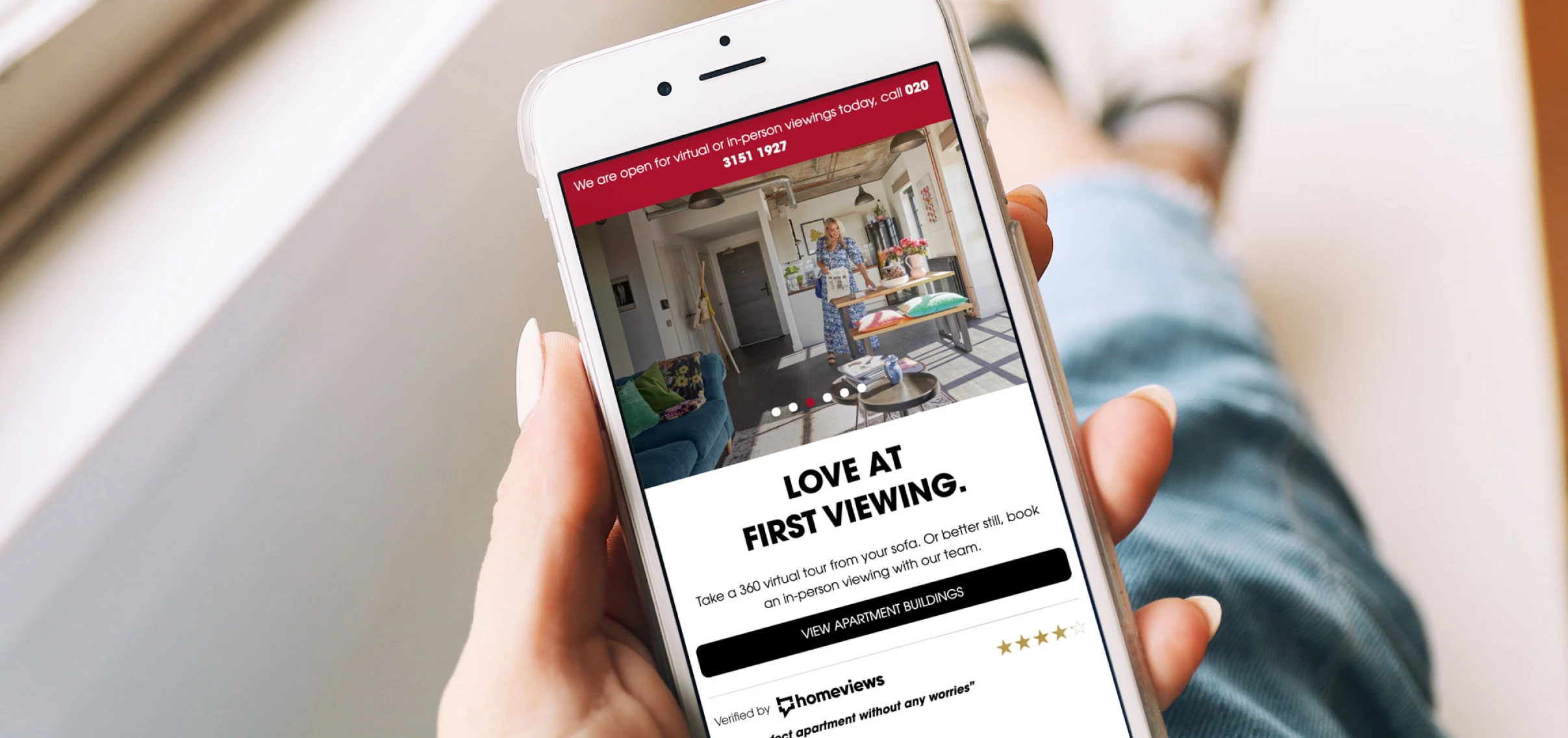 Quintain Living Website on phone