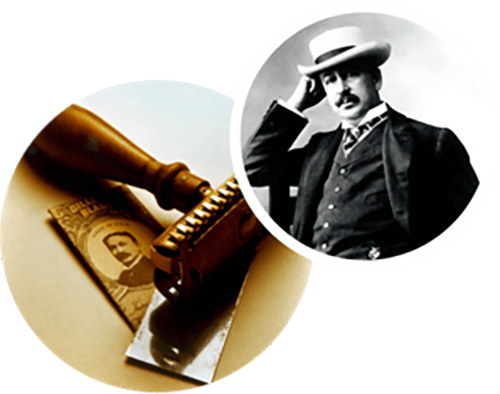 O Rei C. Gillette patenteia a lâmina de barbear de segurança