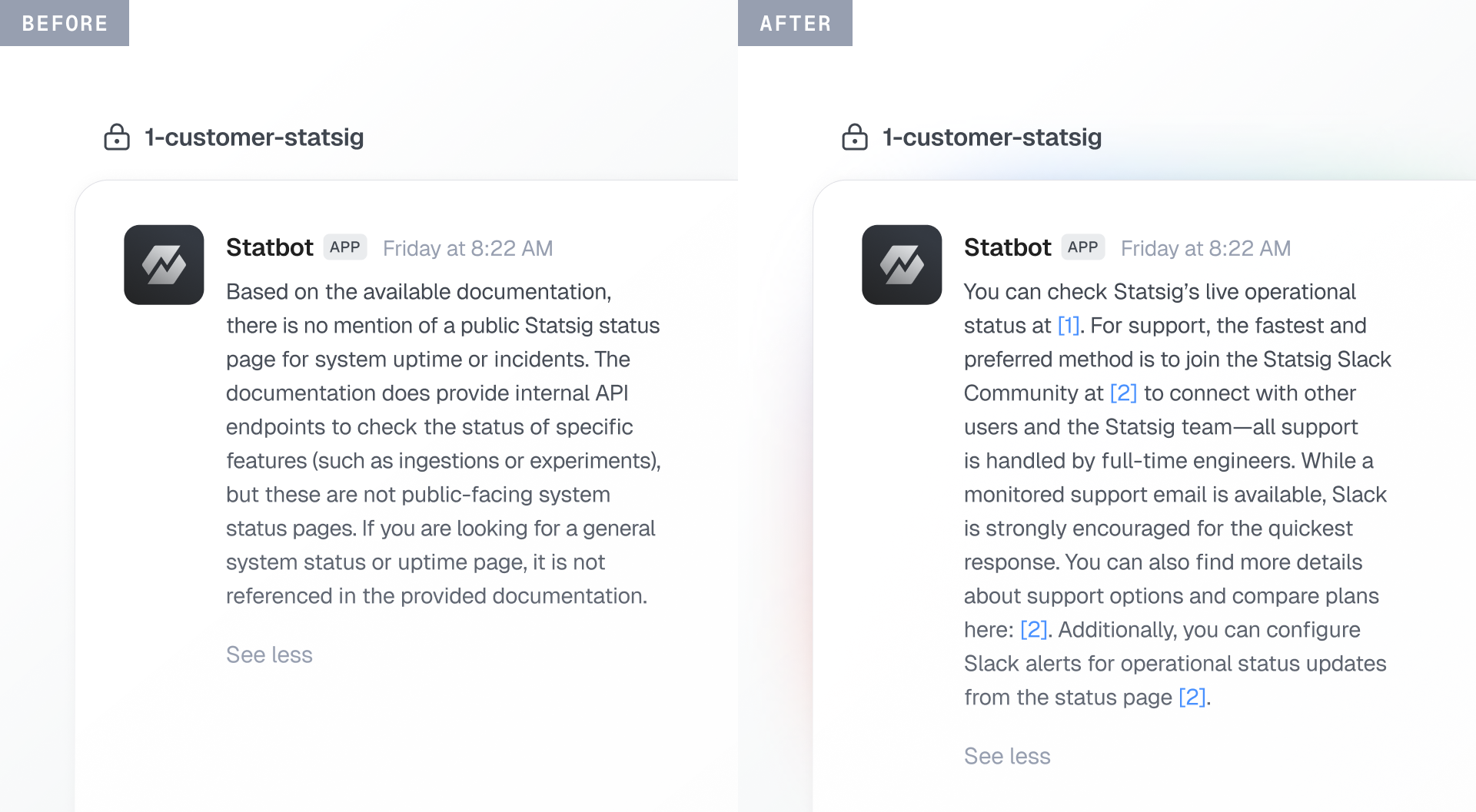 Statbot before vs after