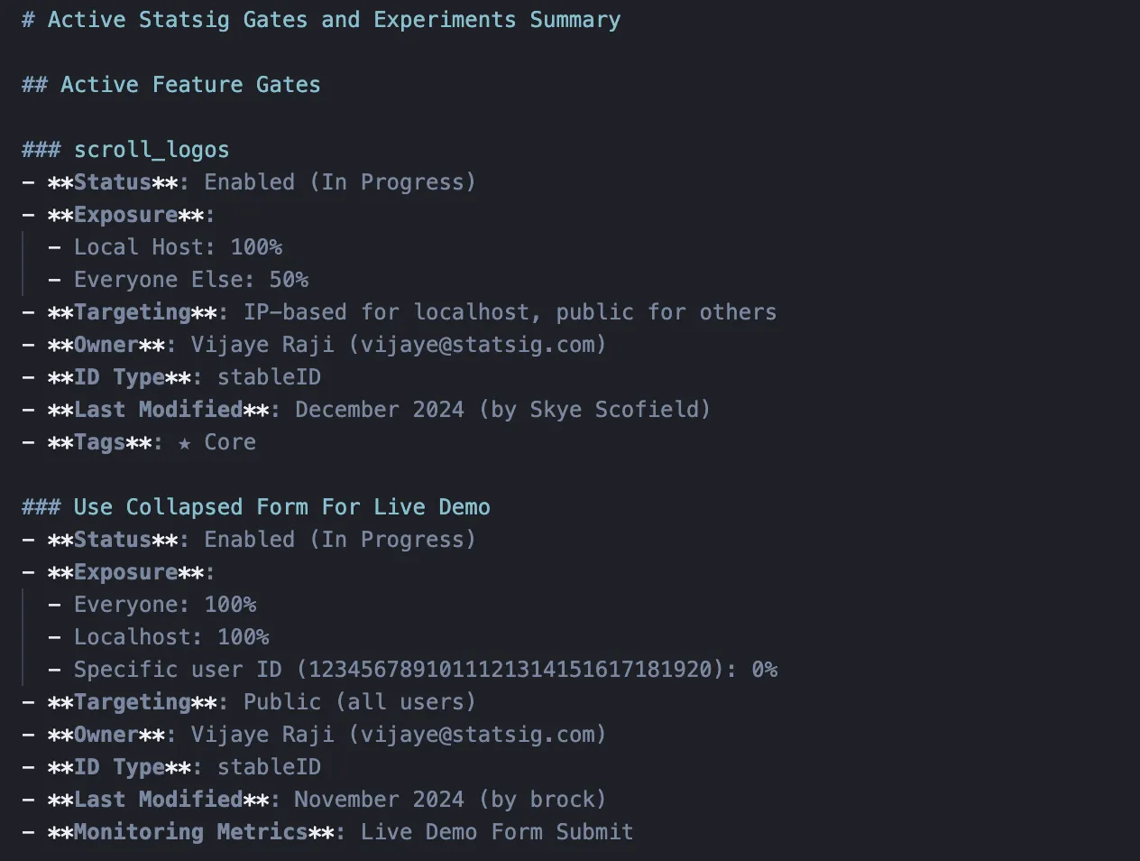 Feature gate summary
