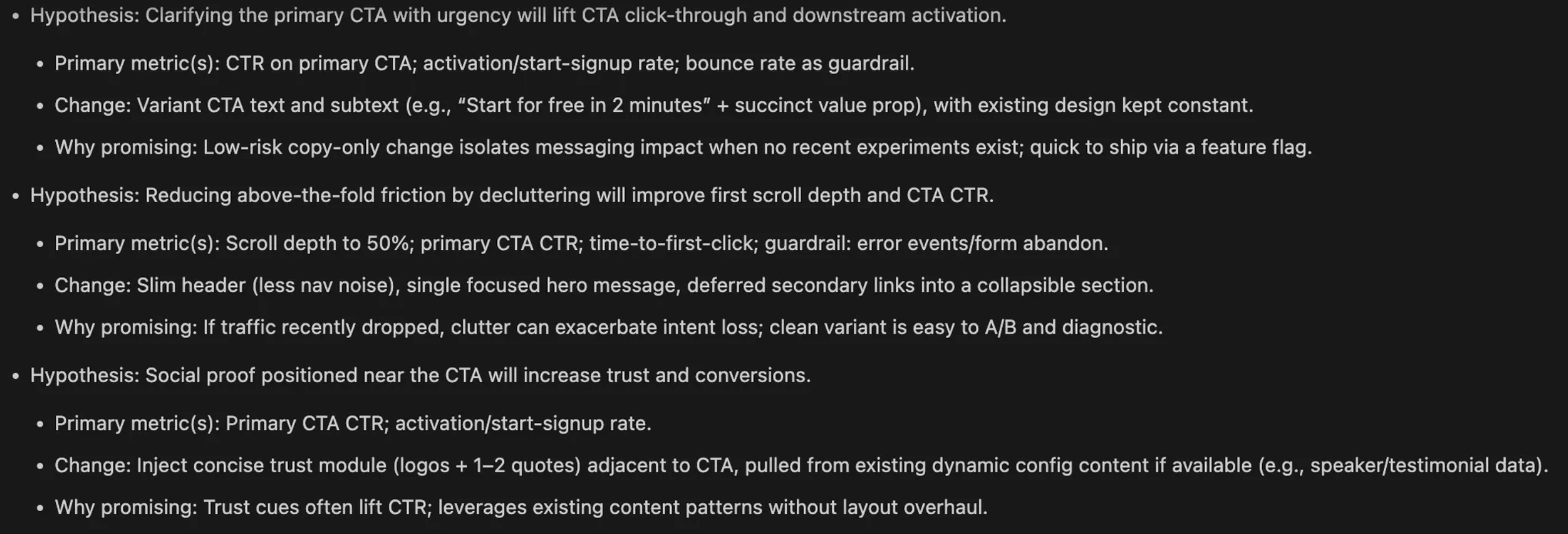 Brainstorm experiment ideas 3