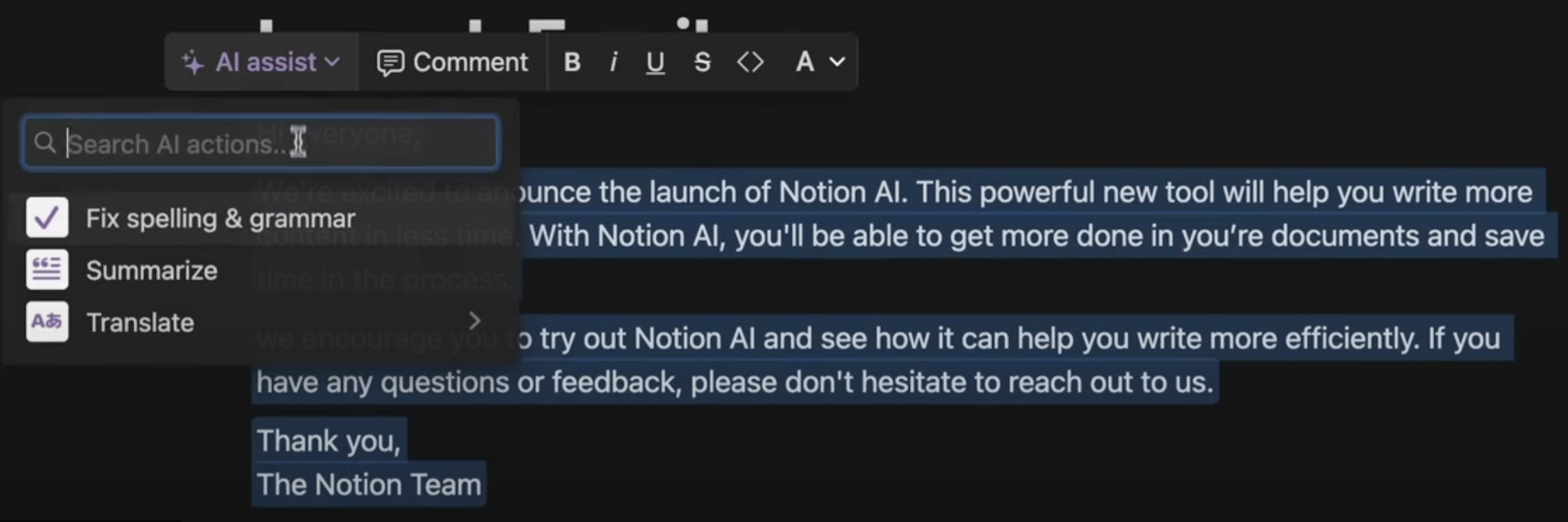 Using Notion AI in the Notion app