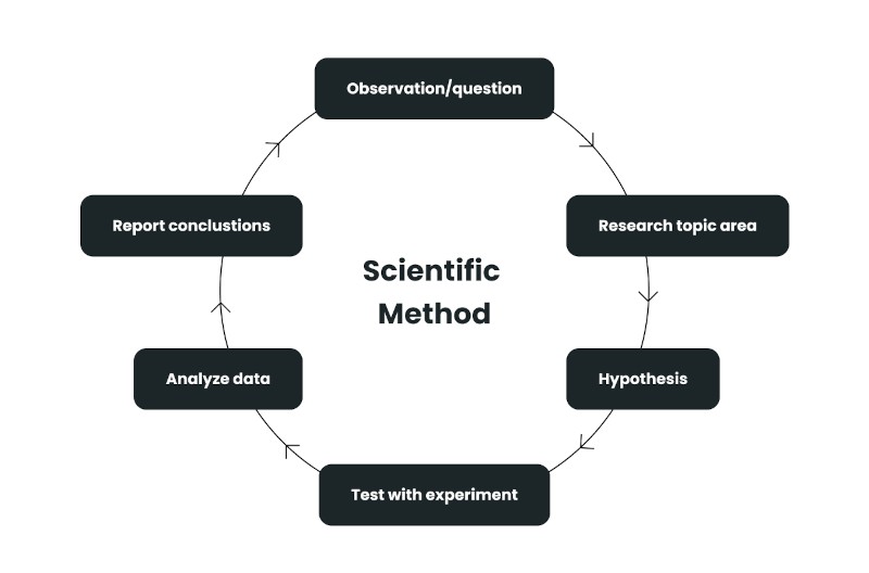 a cyclical flow chart of the scientific method