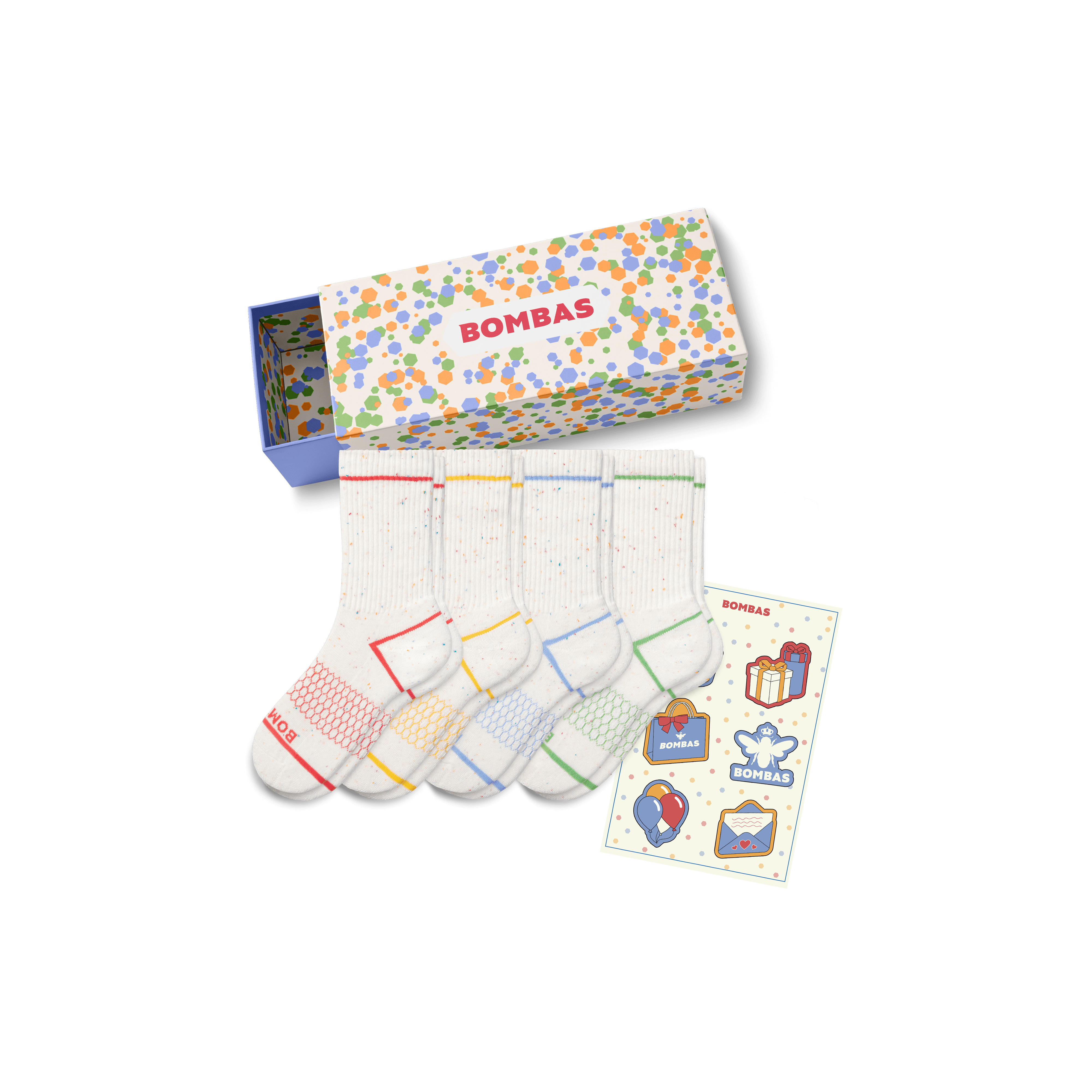 Youth Confetti Calf Sock 4-Pack Gift Box - Bombas