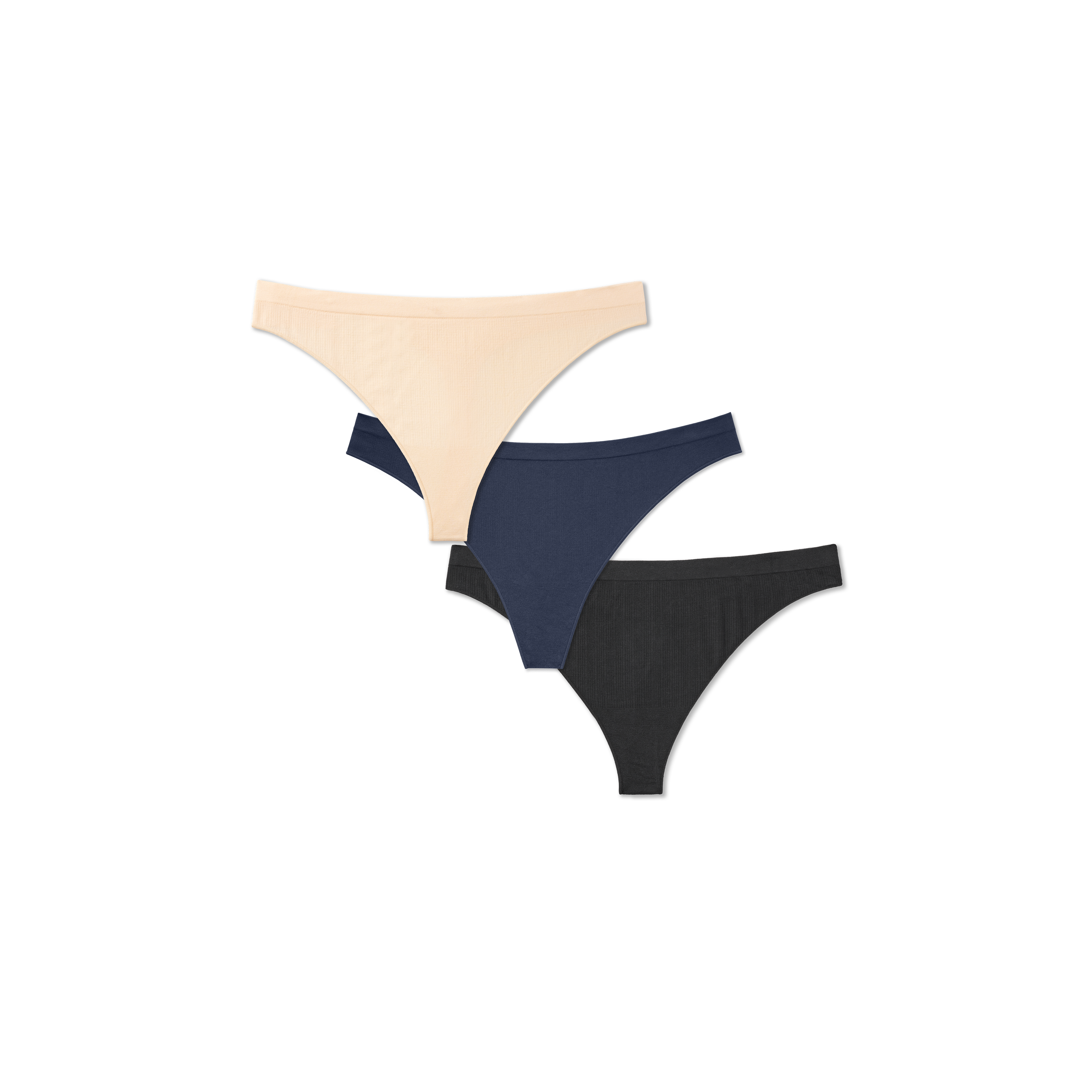 Ribbed Thongs Set of Three Multi, Knickers & Panties