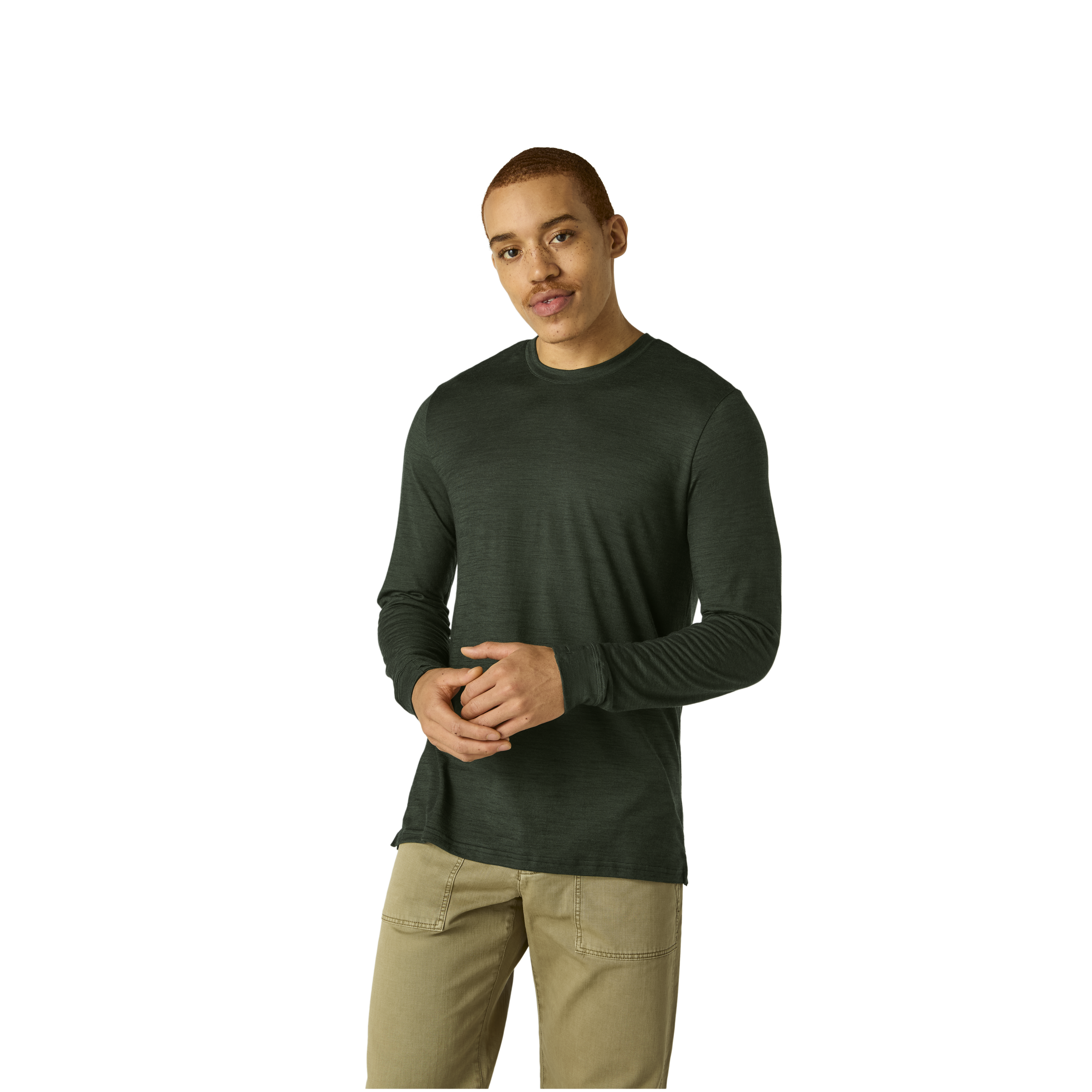 Men's Merino Wool Blend Crew Neck Long Sleeve T-Shirt - Bombas