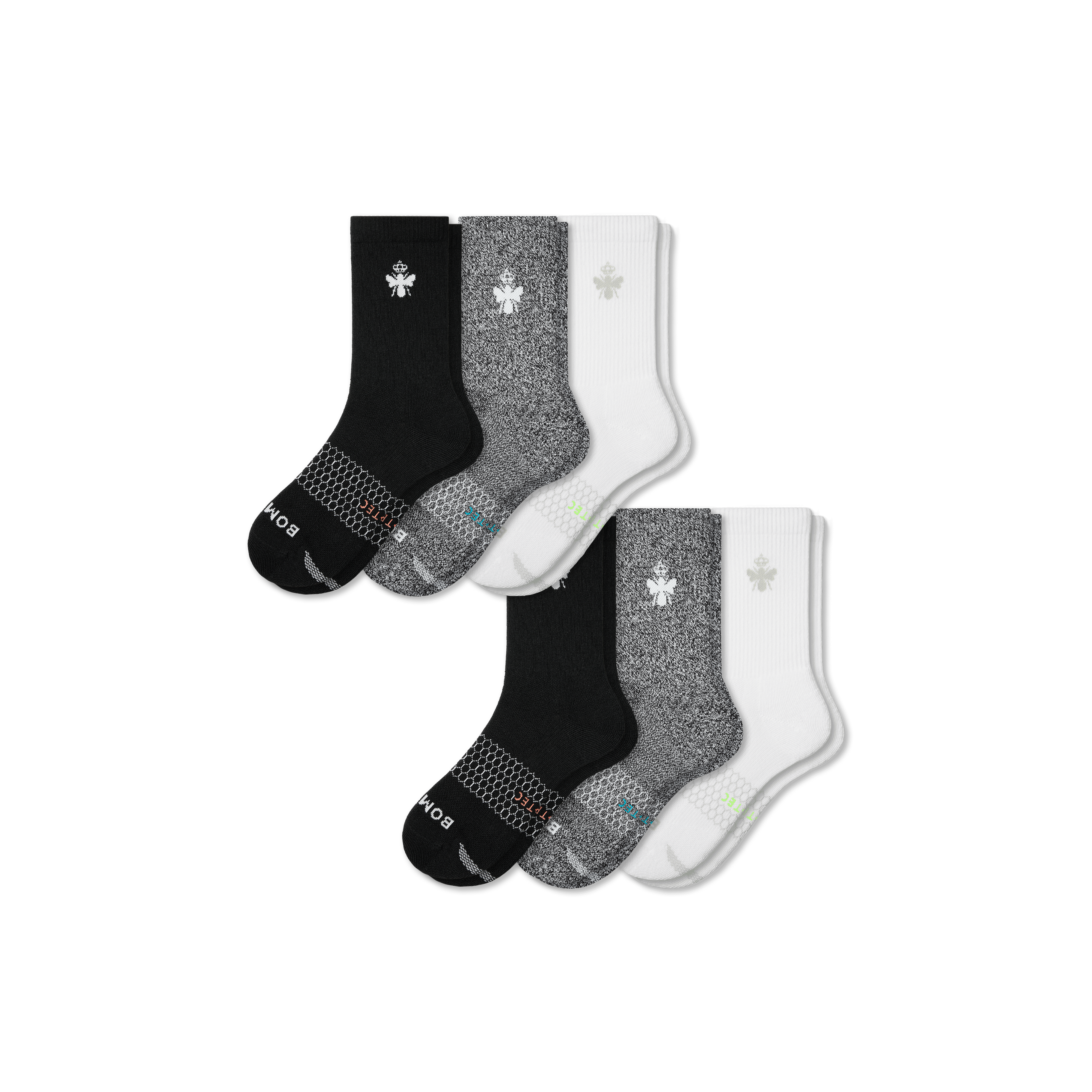 NWT Bombas All-Purpose Performance Crew sold Calf Socks Set of 5 in Black and Gray