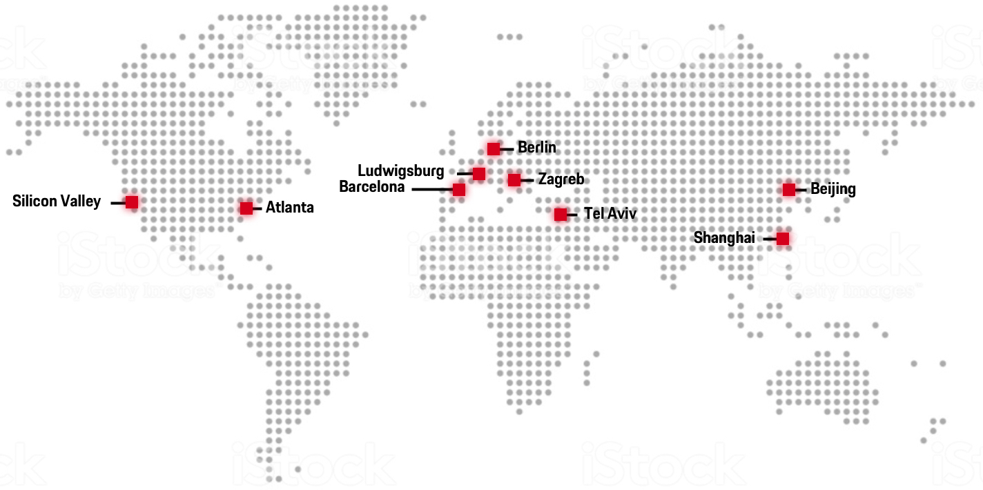 All Locations of Porsche Digital shown on a map.
