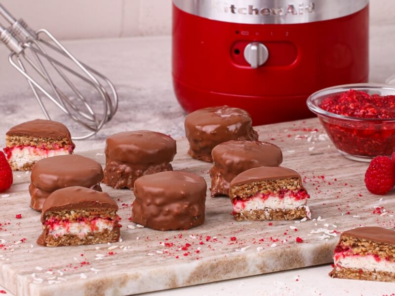 No-bake chocolate coconut raspberry cookies