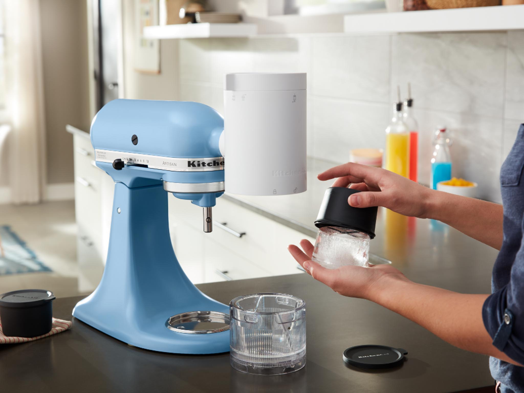 Mixer Attachments Shave Ice Maker Woman Holding Ice Mould