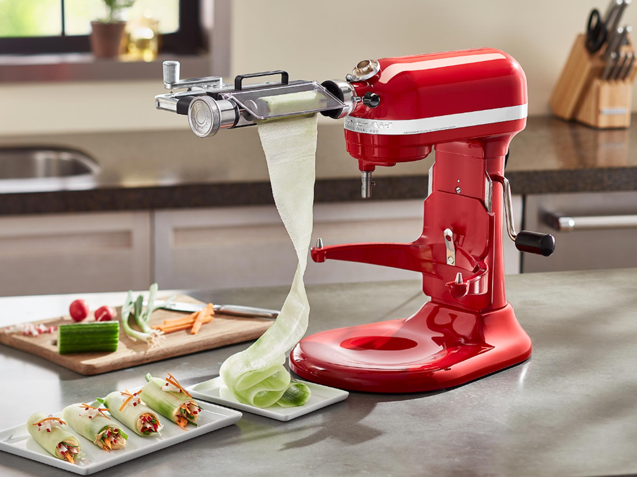 Mixer Attachments Vegetable-Sheet-Cutter with veggies