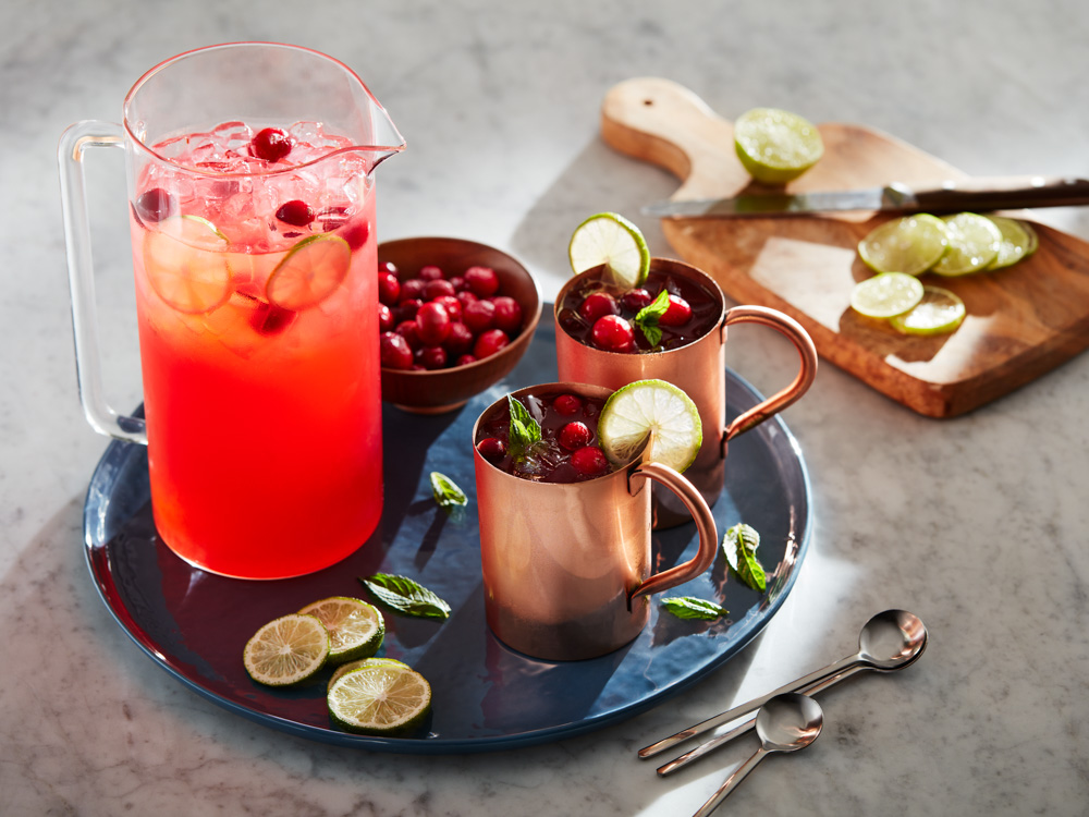 Cranberry ginger mule cocktail