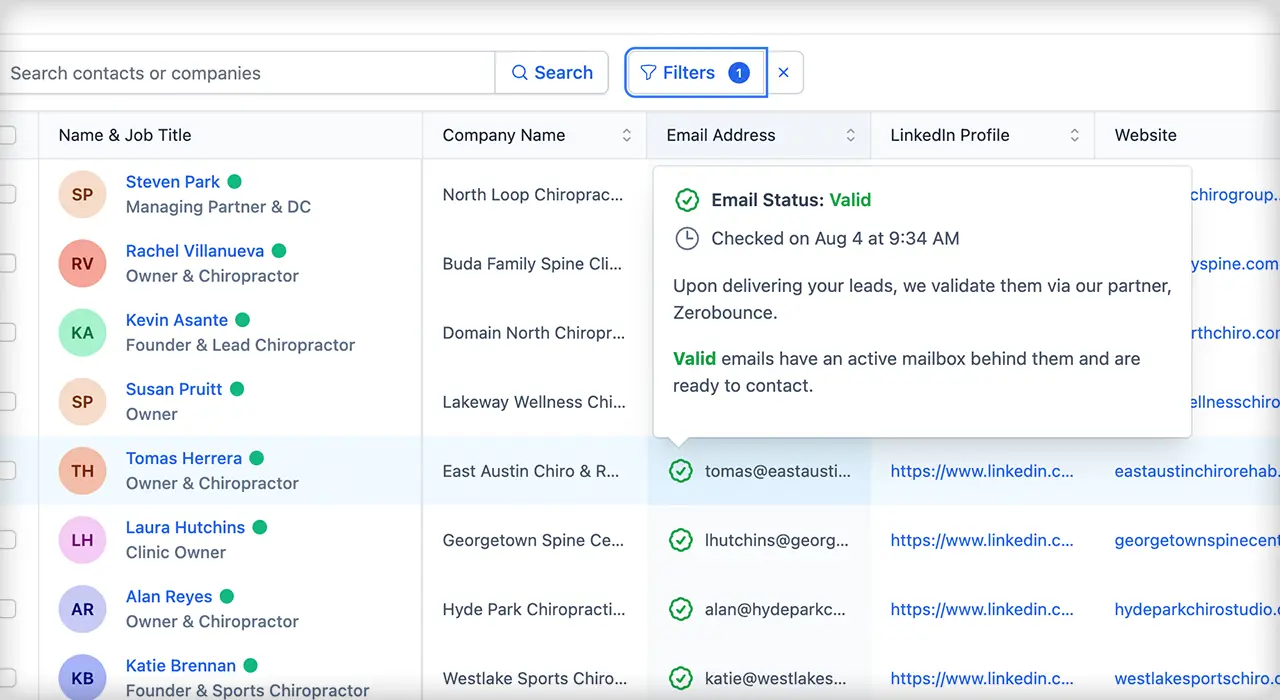 Email Validation Status