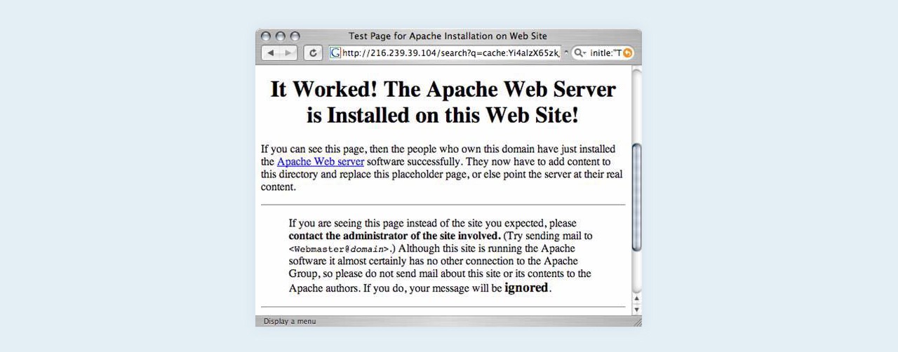 Test page for Apache installation on web site