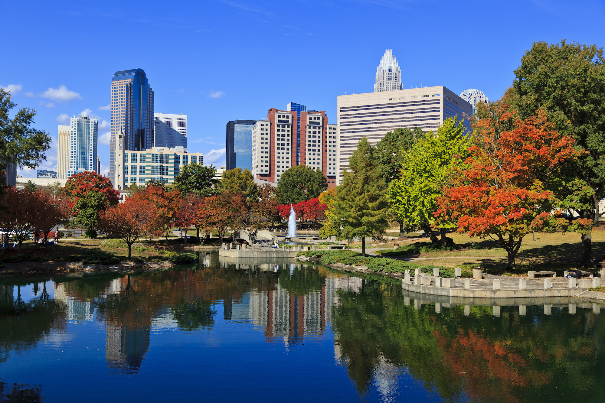 Marshall Park in the fall in Charlotte, North Carolina.