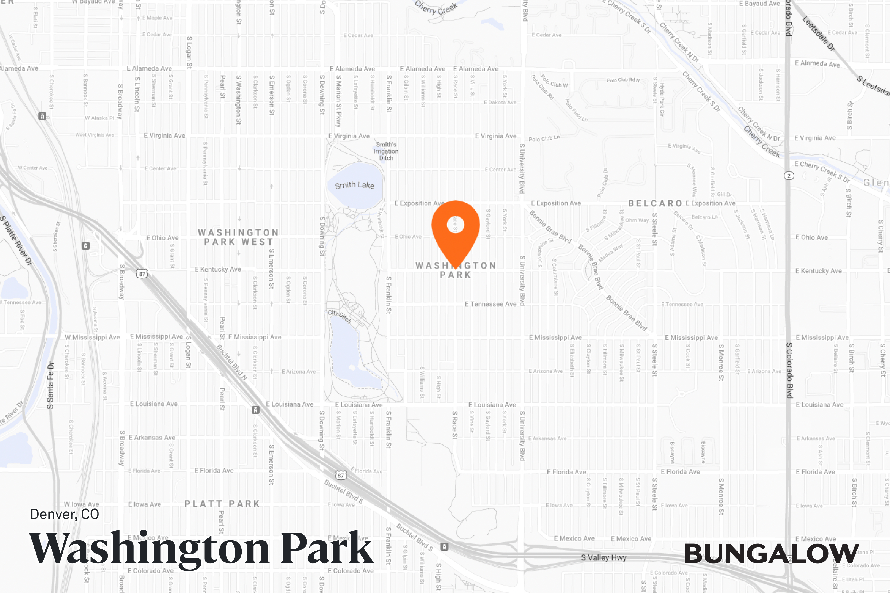 Washington Park Neighborhood Map - Denver, Colorado