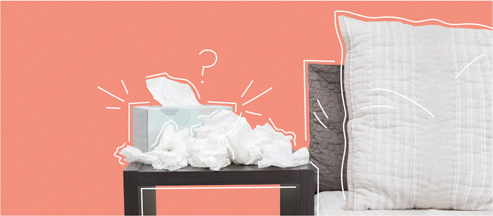 tissues on a bedside table