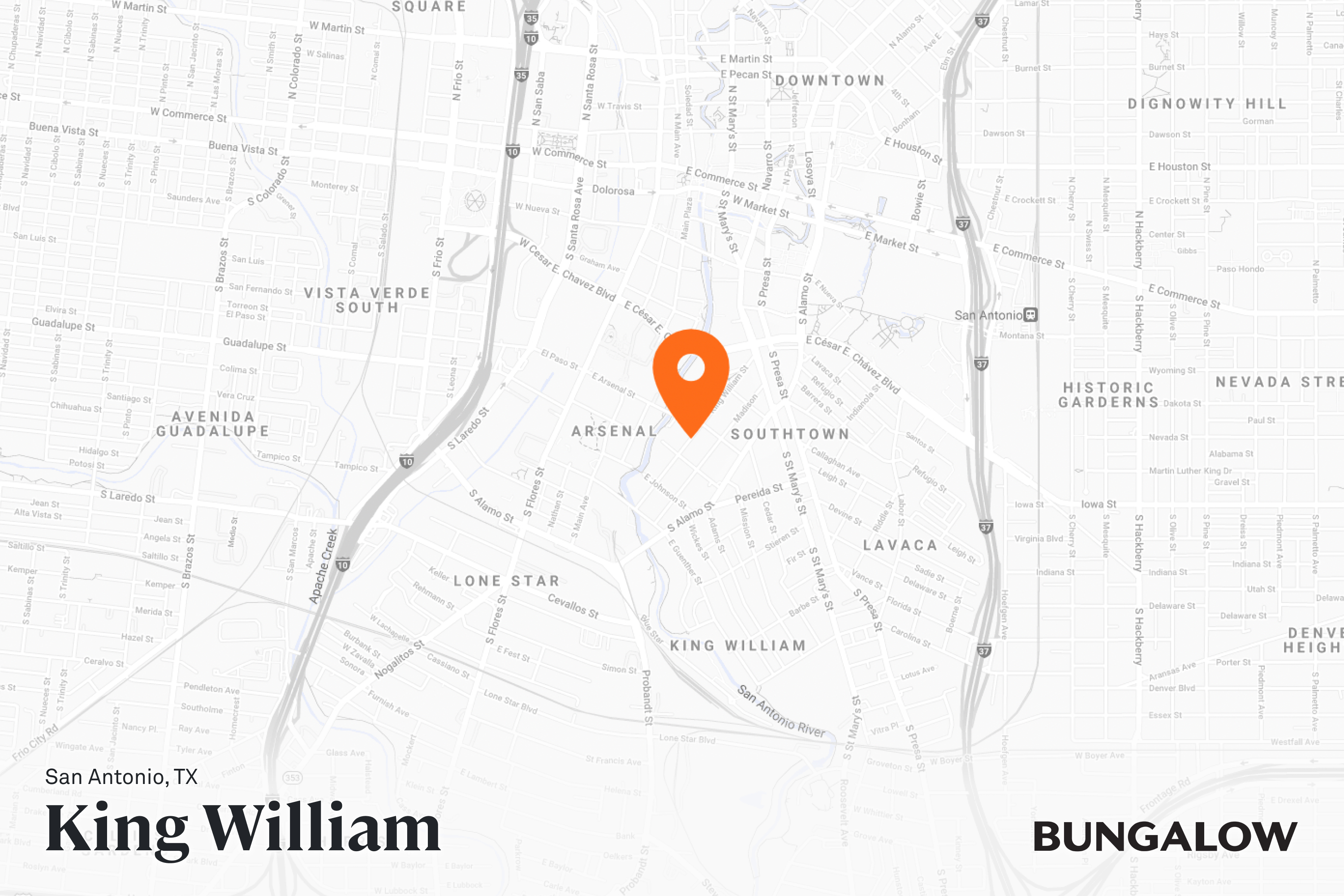 King William Neighborhood Map - San Antonio, Texas