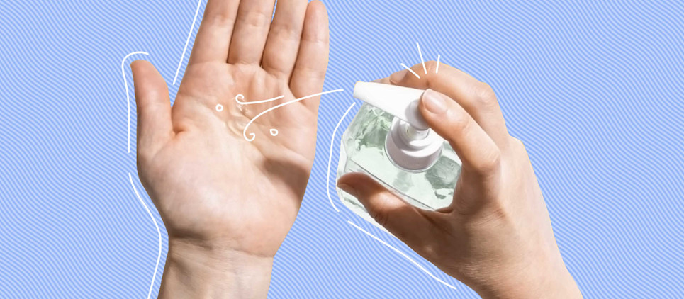 Putting hand sanitizer in your palm