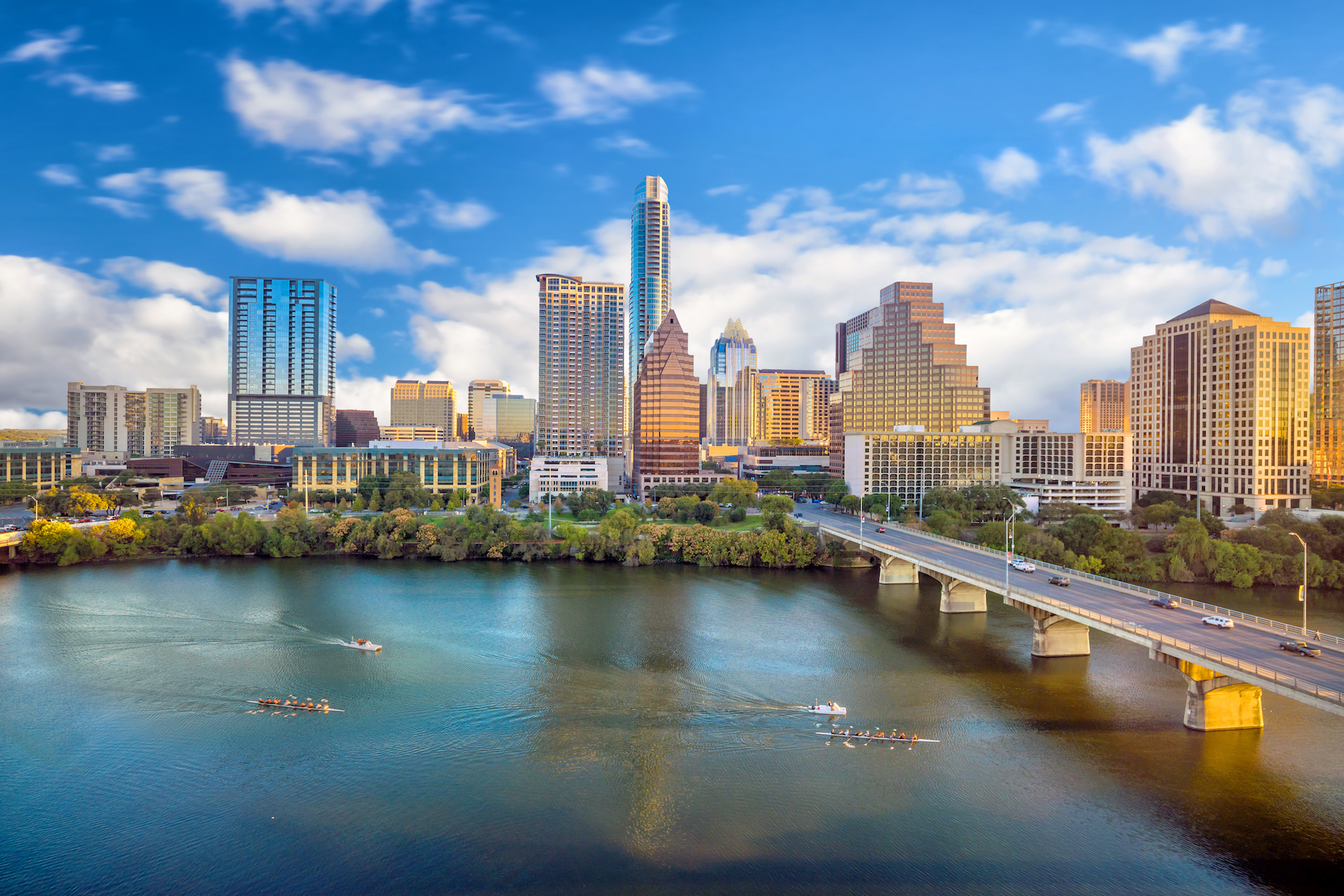 Landscape view of Austin, Texas overlooking the river.
