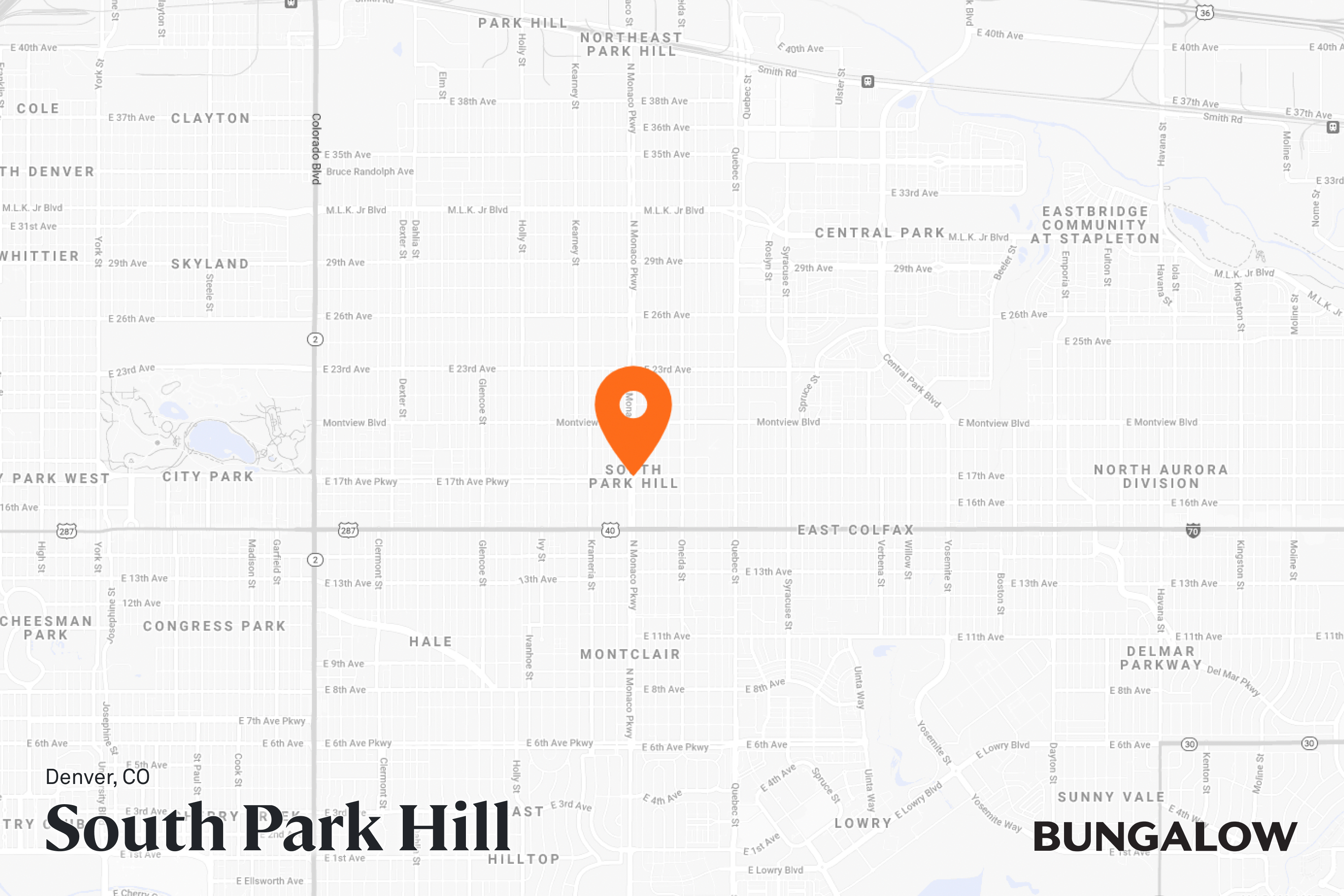 South Park Hill Neighborhood Map - Denver, Colorado