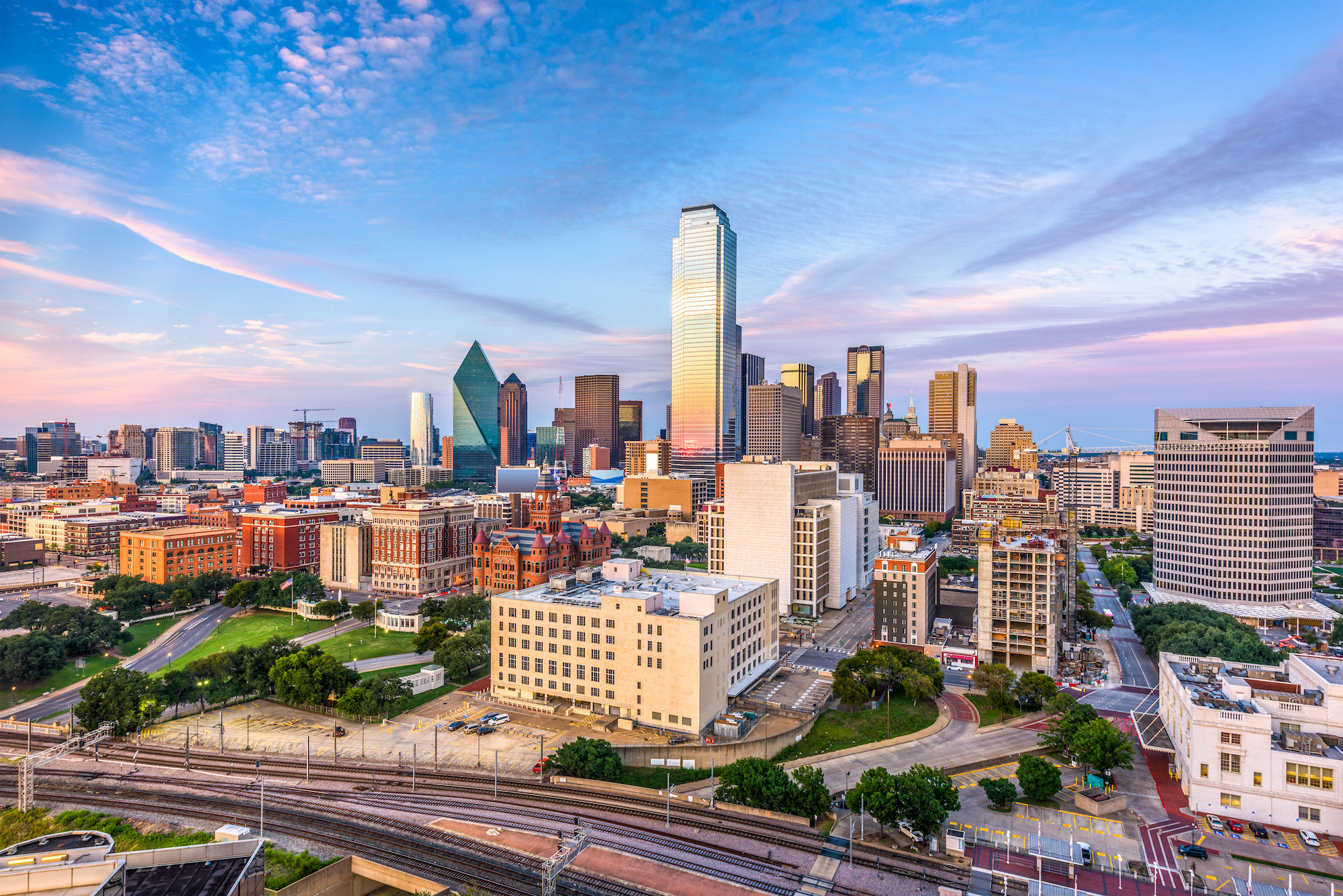 Cityscape view of downtown Dallas, Texas.