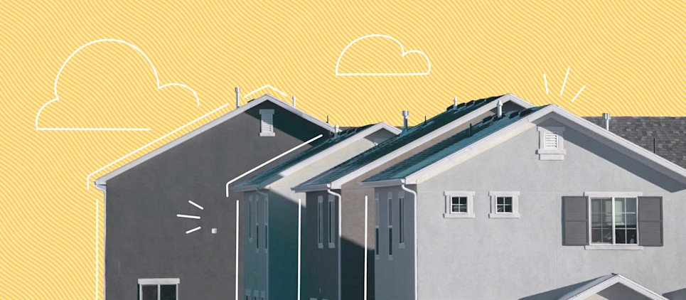Duplex homes lined up next to one another