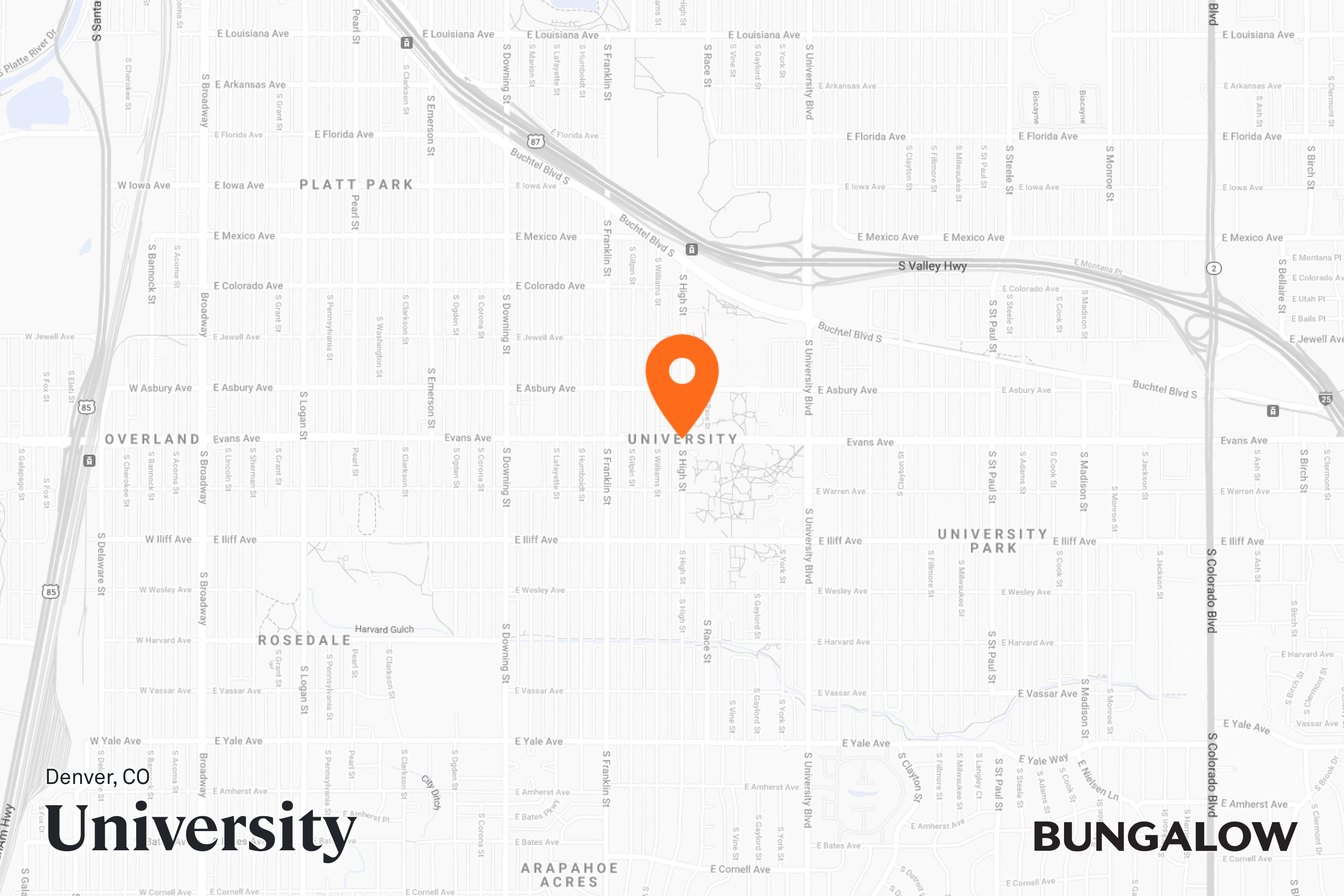 University Neighborhood Map - Denver, Colorado