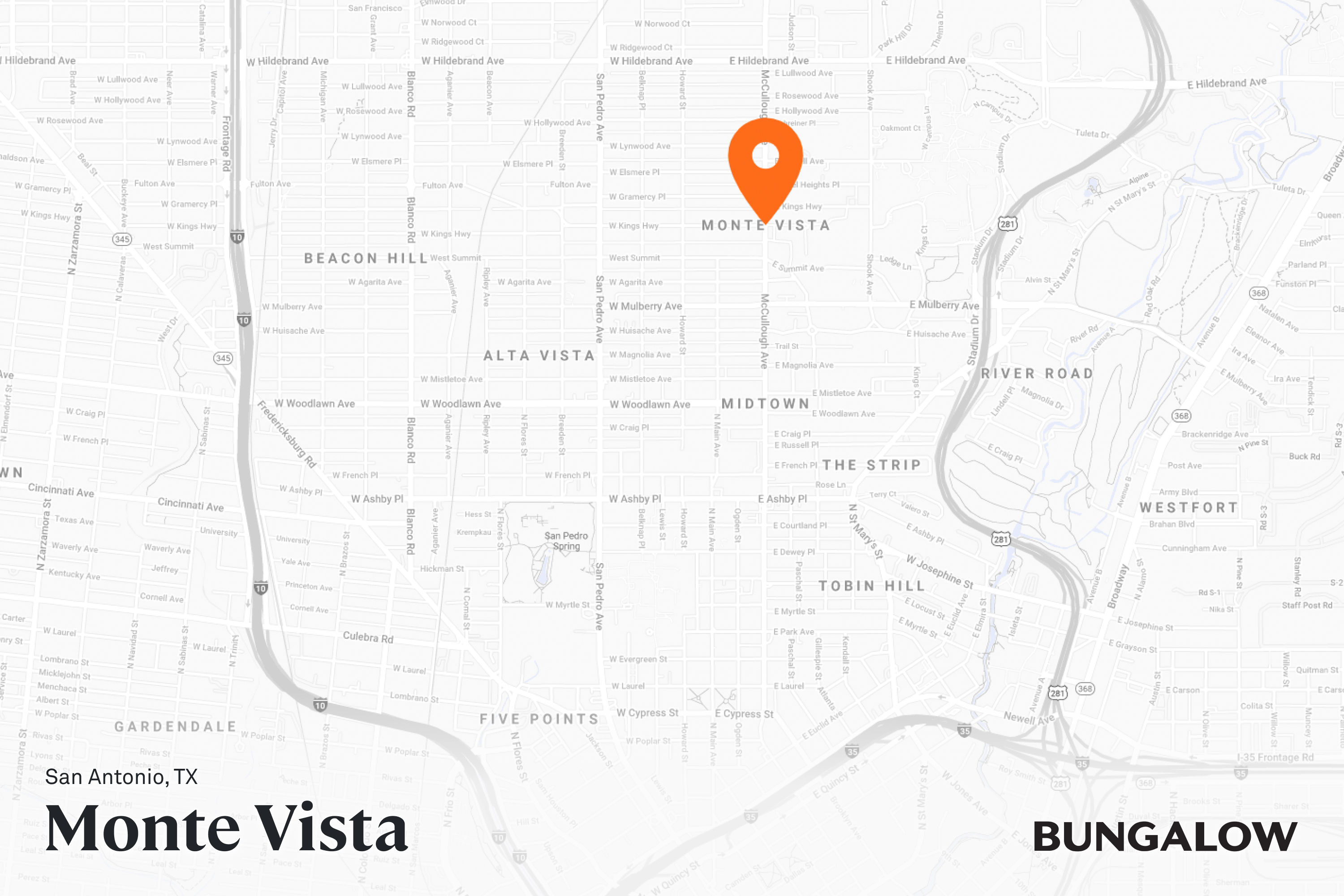 Monte Vista Neighborhood Map - San Antonio, Texas