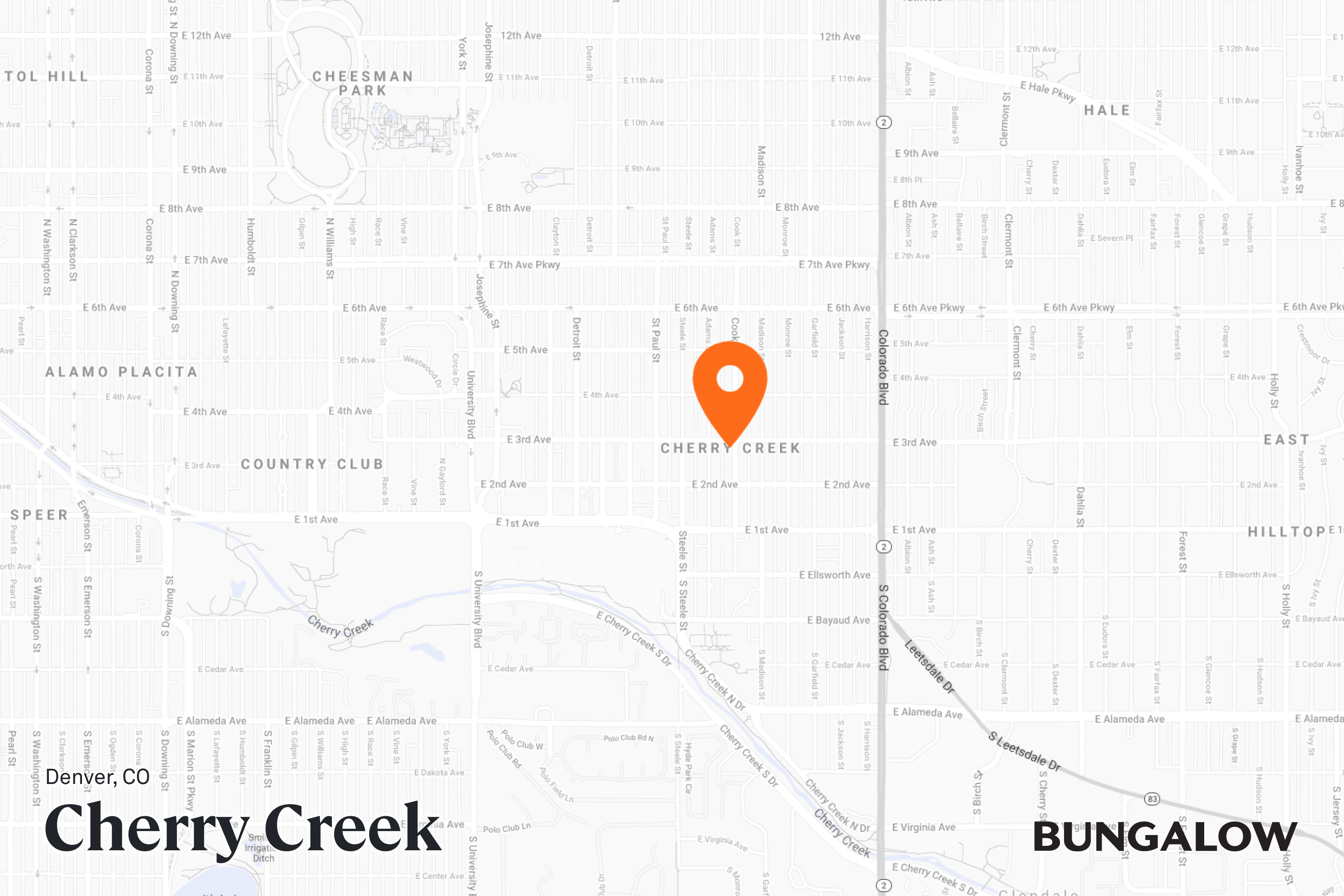 Cherry Creek Neighborhood Map - Denver, Colorado