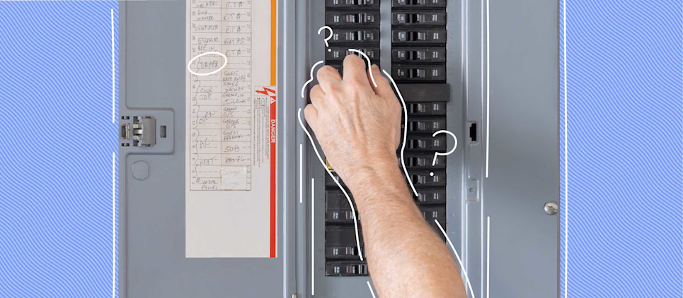 circuit break with door open and a hand pushing a button