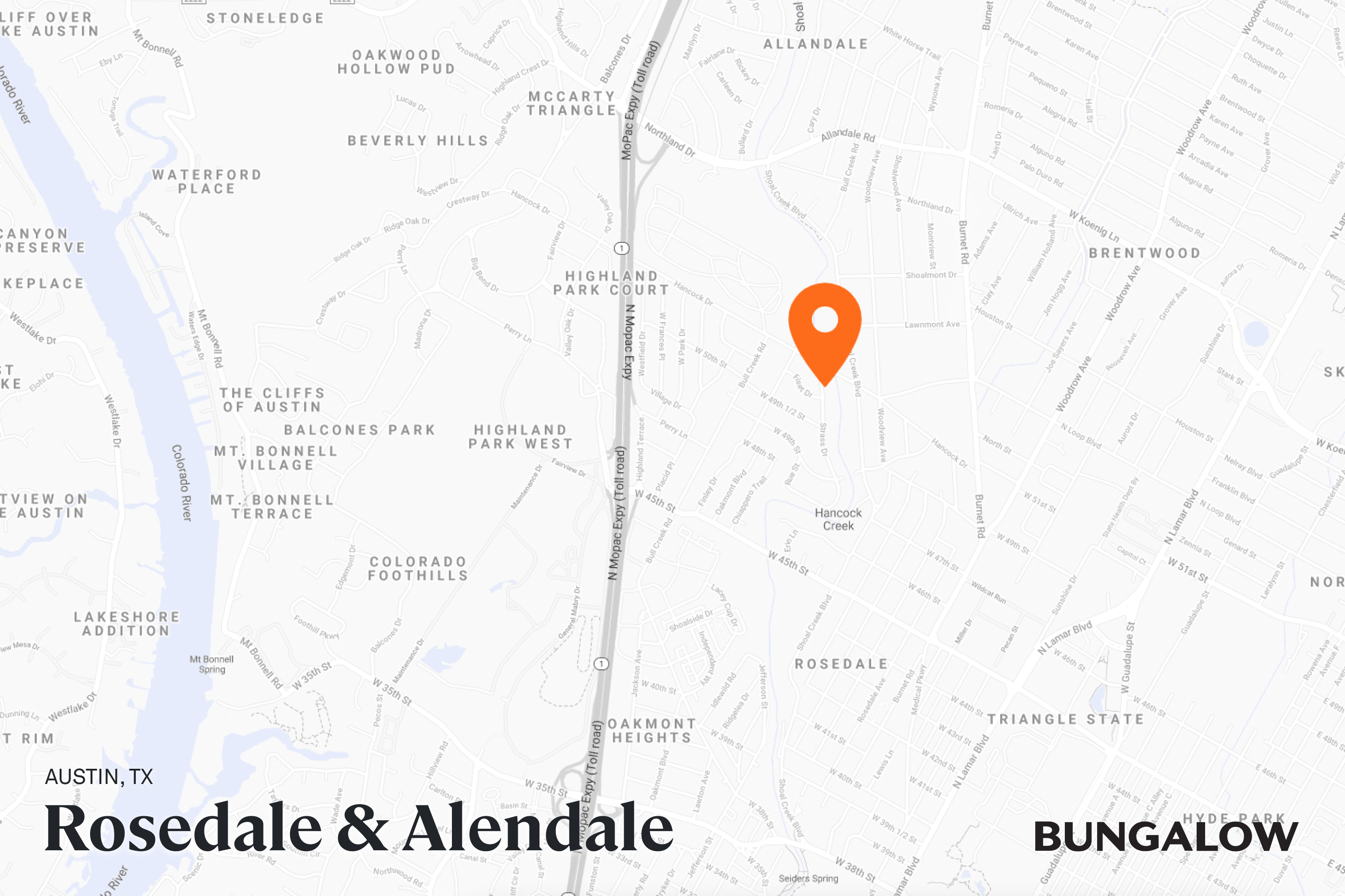 Rosedale & Allendale Neighborhood Map - Austin, Texas