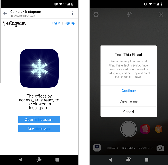 App Deep Links for Instagram and Snapchat AR Filters