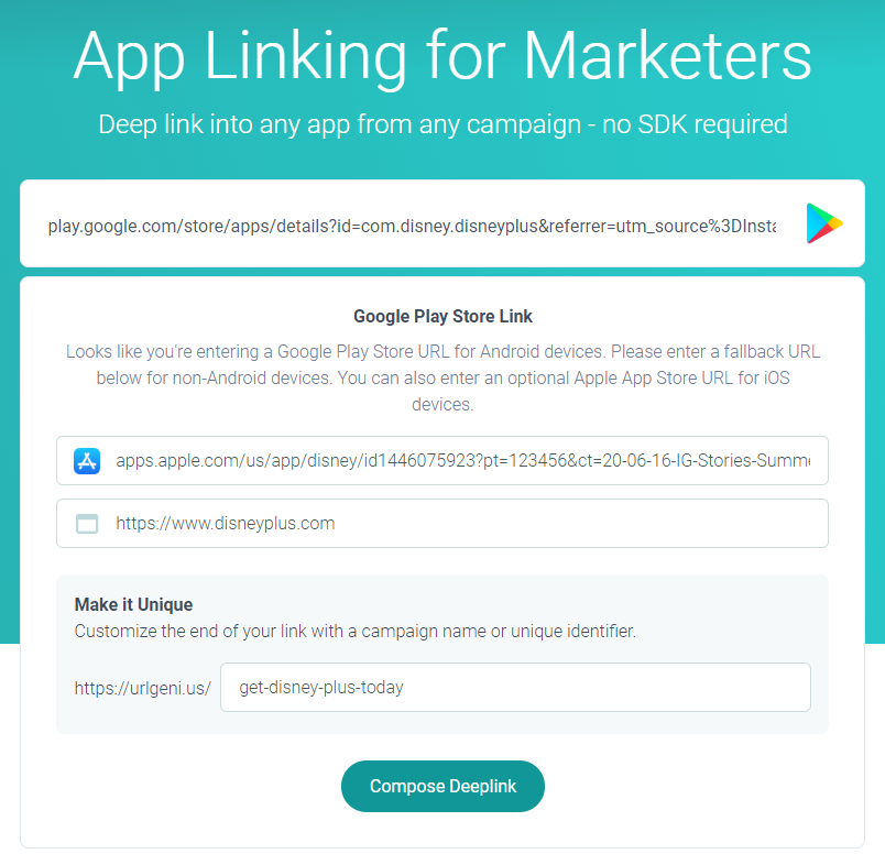 Create Single App Store Links for iOS and Android