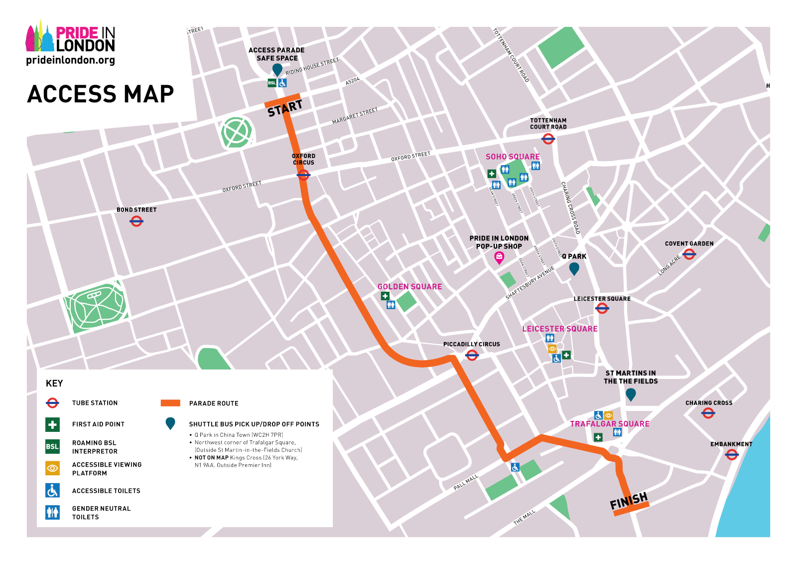 Pride in London Road Access Map