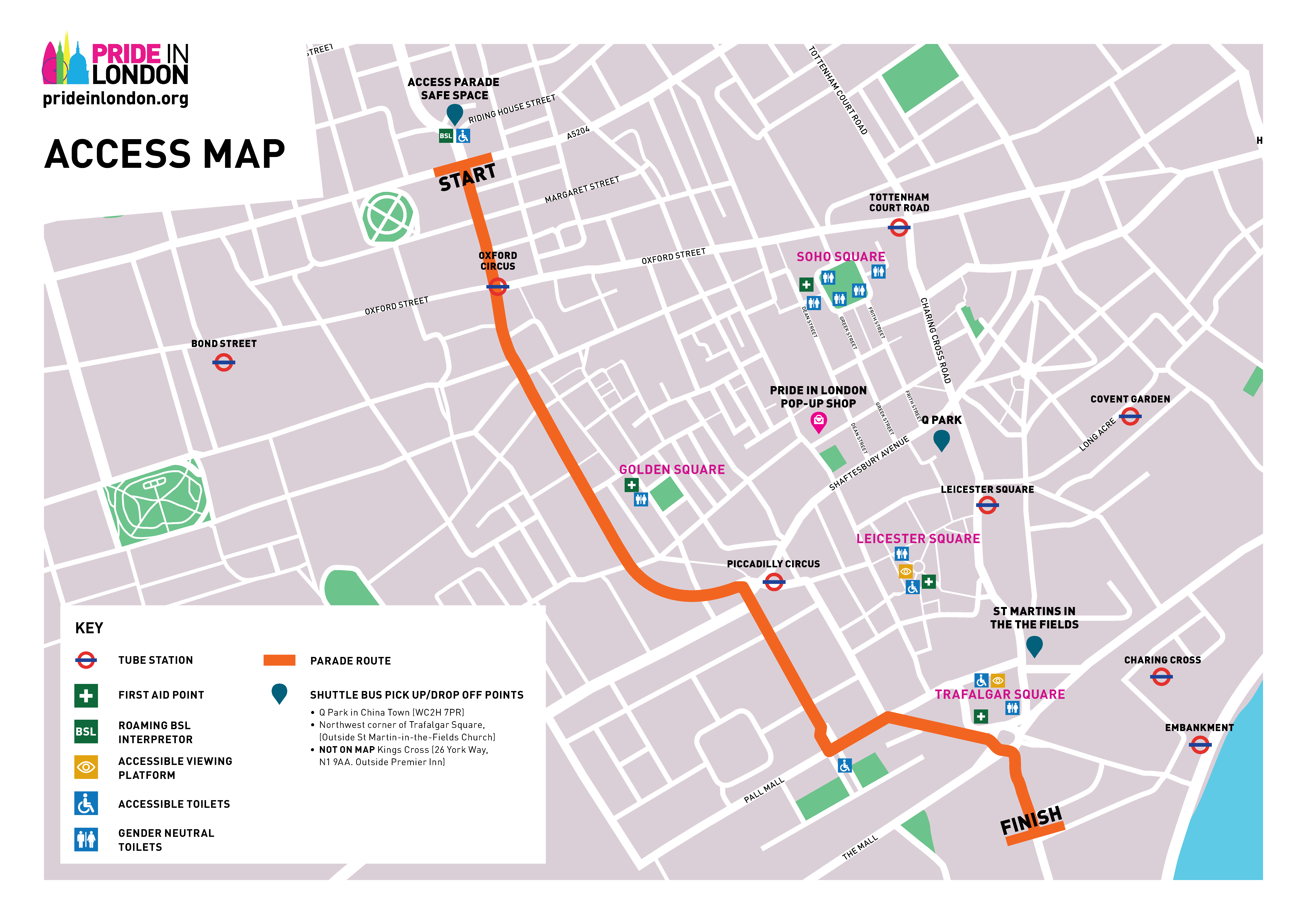 Pride in London 2018 Road Access Map