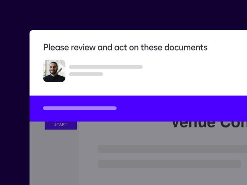 A prompt to review and act on documents within DocuSign eSignature.