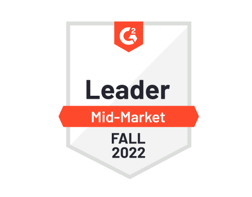 G2 badge Leader Mid-market Fall 2022