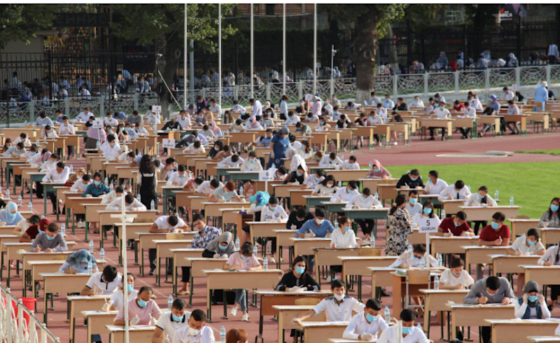 exam taking in the outdoors