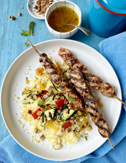 grilled pork souvlaki couscous recipe