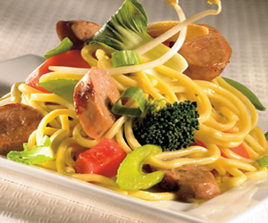 italian sausage stir fry with noodles
