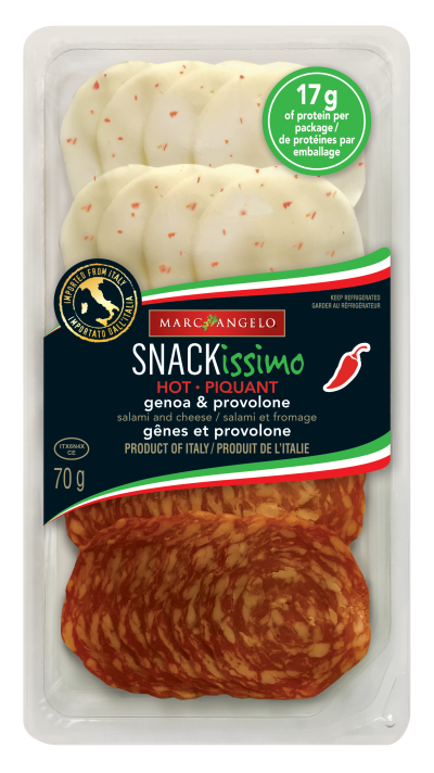 Hot Genoa Salami & Hot Provolone Snackissimo Pkg